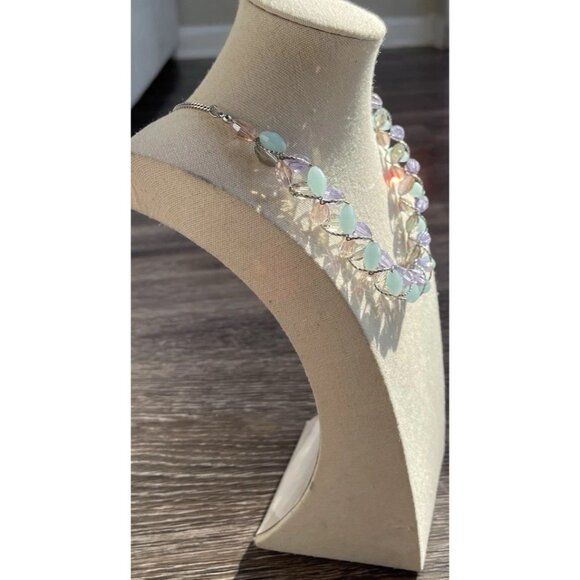 Vintage Marks & Spencer glass & Crystal Twisted Necklace M&S Necklace Sz 20” - Picture 11 of 16